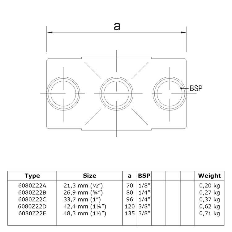 Doos Kruisstuk in 1 vlak - zwart-A / 21,3 mm (80 stuks)
